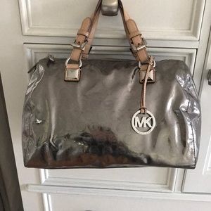 Michael Kors Silver metallic signature bag